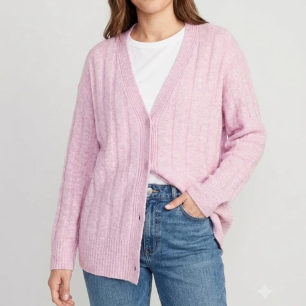 Universal Thread Pink V-Neck Cardigan Sweater Large Lightweight Oversized Soft